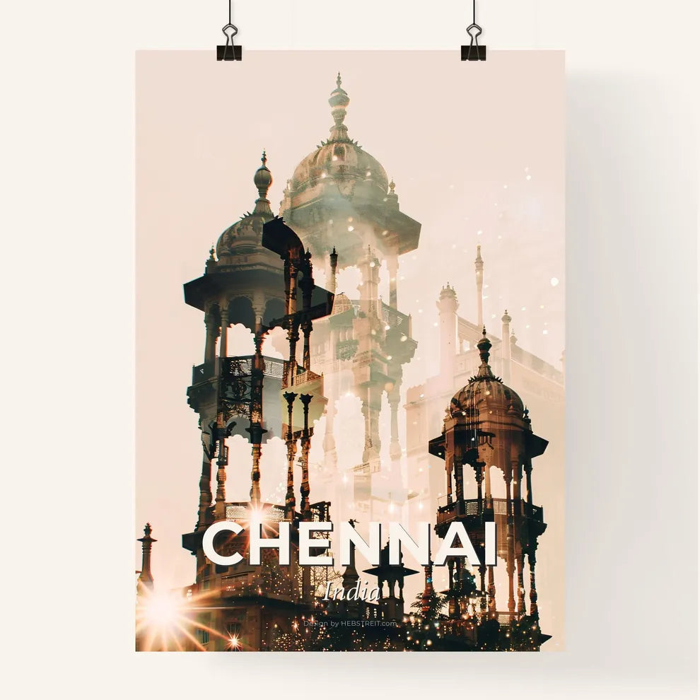 Chennai Skyline Double Exposure Composite Art Poster Poster