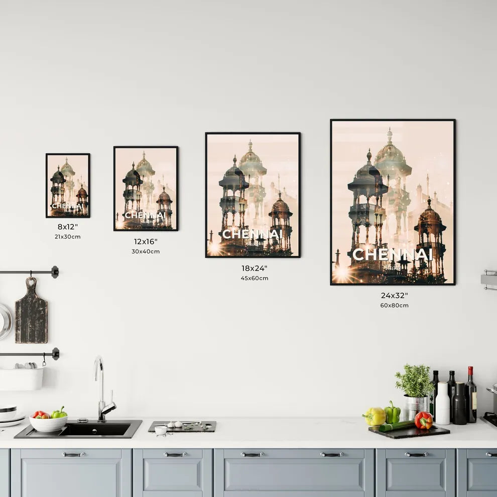 Chennai Skyline Double Exposure Composite Art Poster Office Art