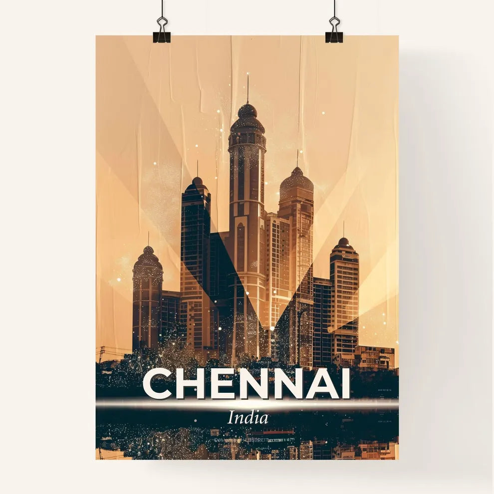 Chennai Art Skyline Pastel Composite Poster