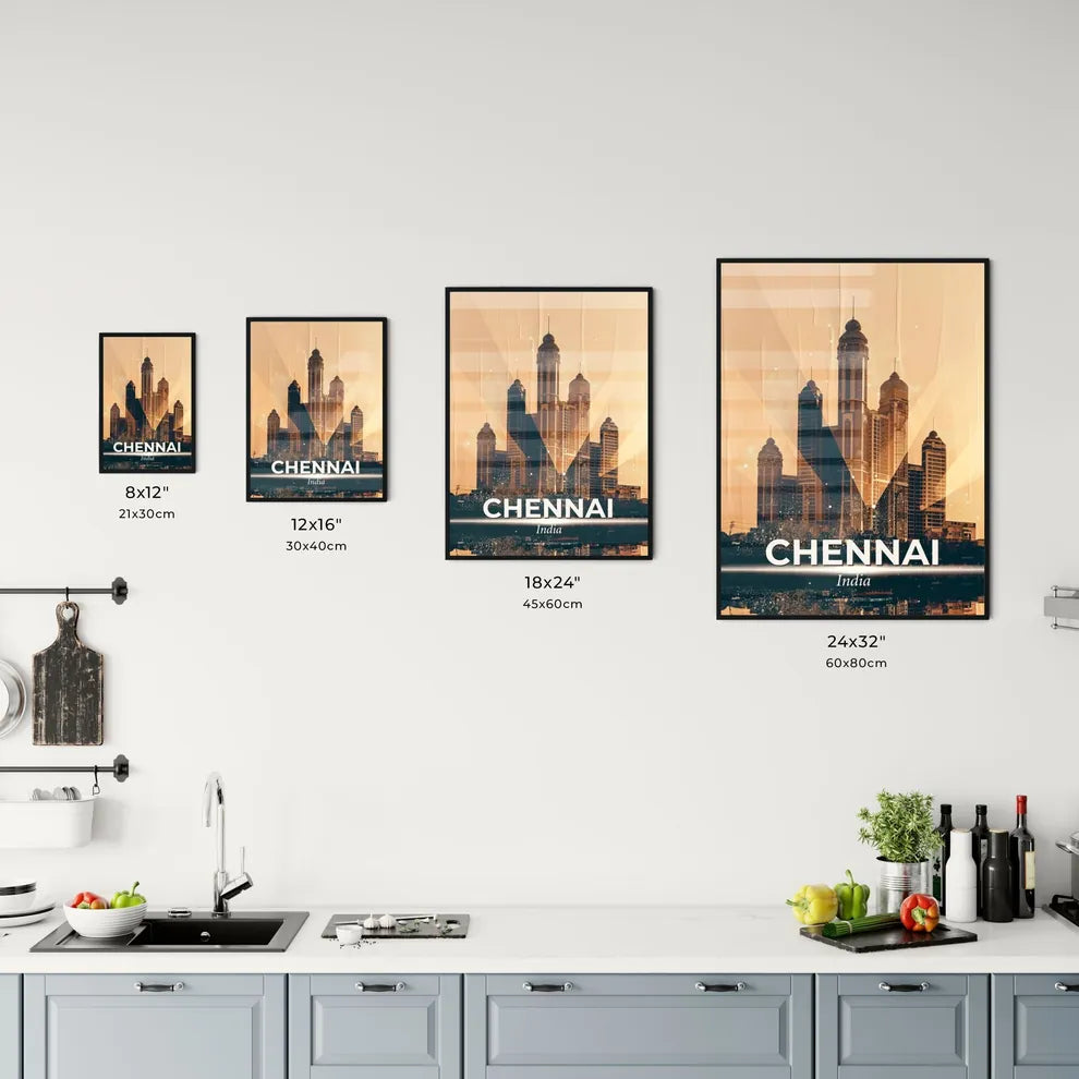 Chennai Art Skyline Pastel Composite Office Art