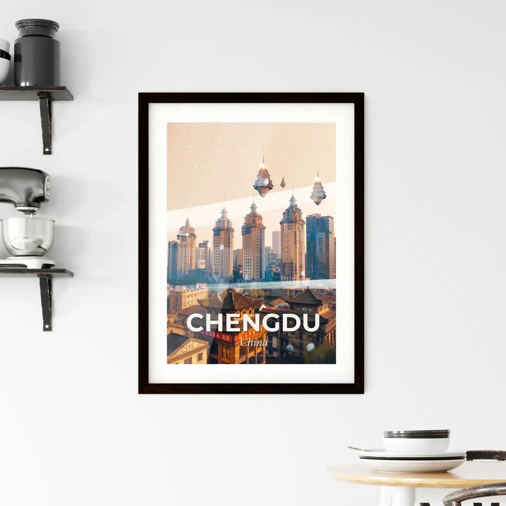 Chengdu City Skyline Local Art Poster Framed Print