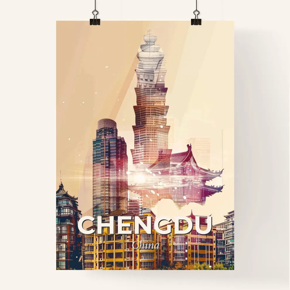 Chengdu City Skyline Composite Art Print Poster