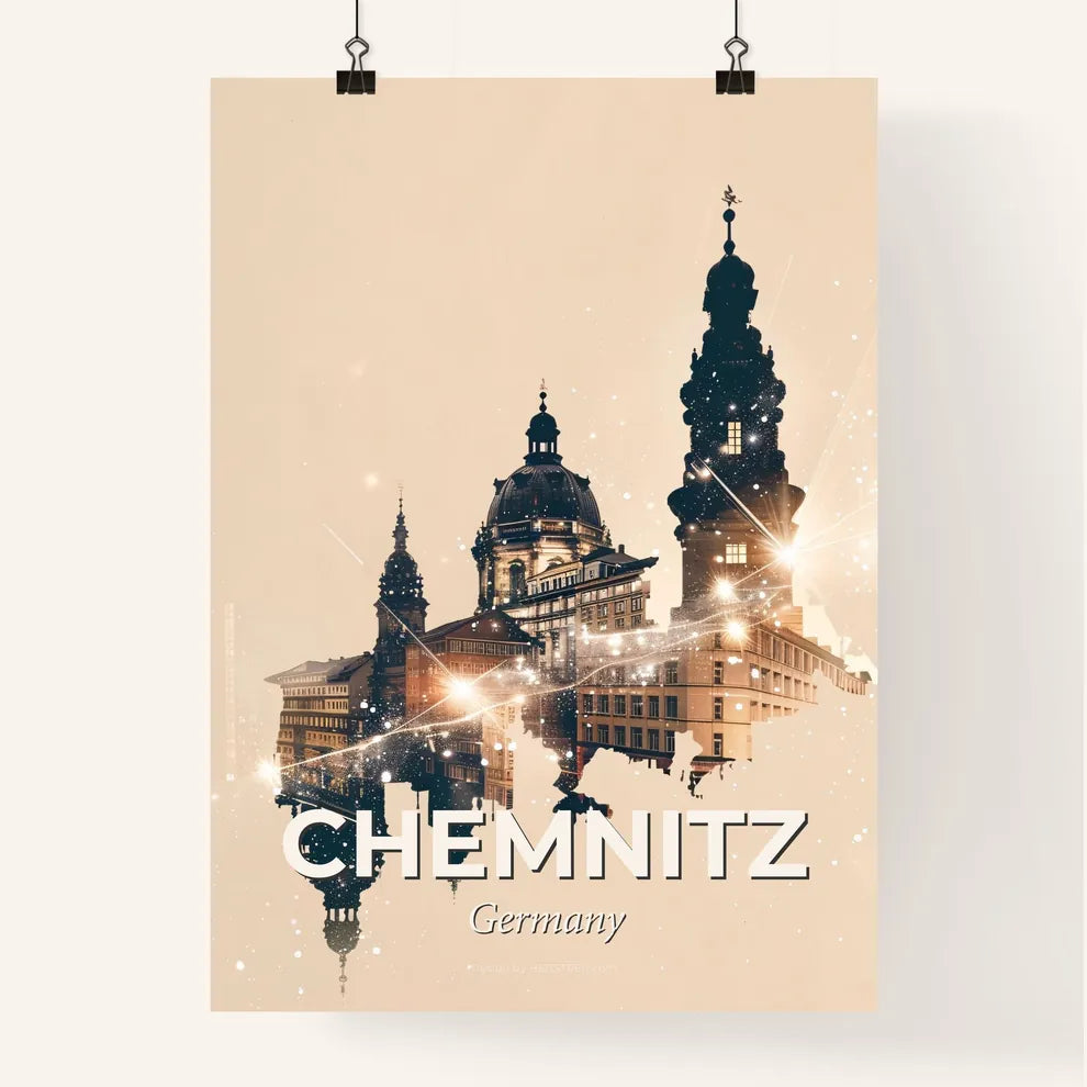 Chemnitz Skyline Bright Beige Composite Art Poster Poster