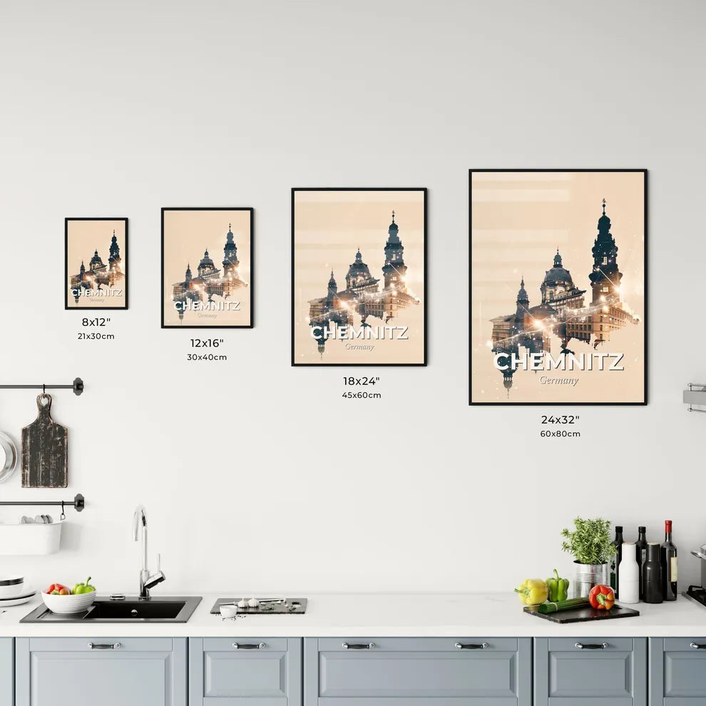 Chemnitz Skyline Bright Beige Composite Art Poster Office Art