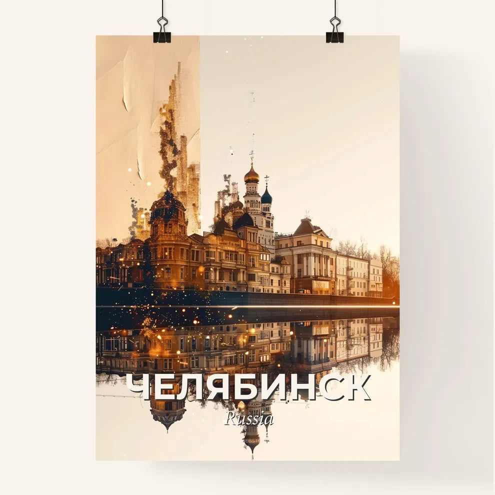 Chelyabinsk Skyline Art: Bright and Sparkly Poster