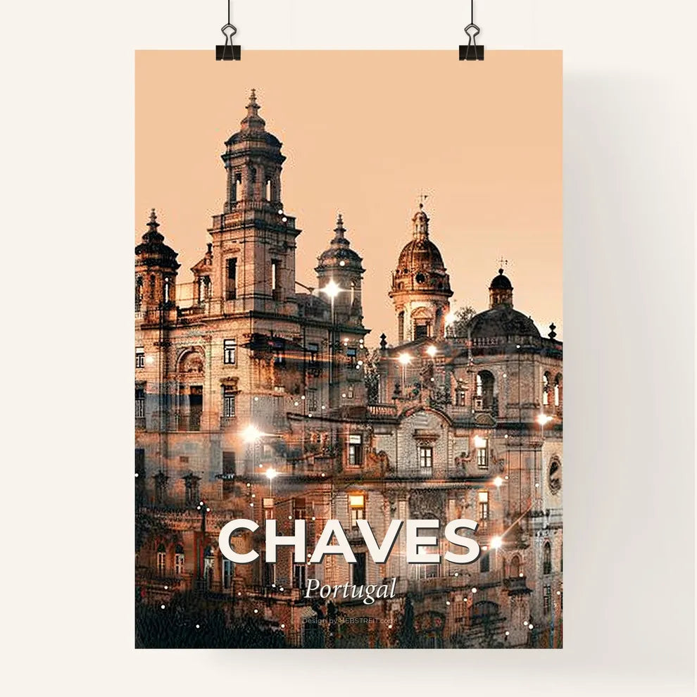Chaves Skyline Art: Local Icons on Beige Poster