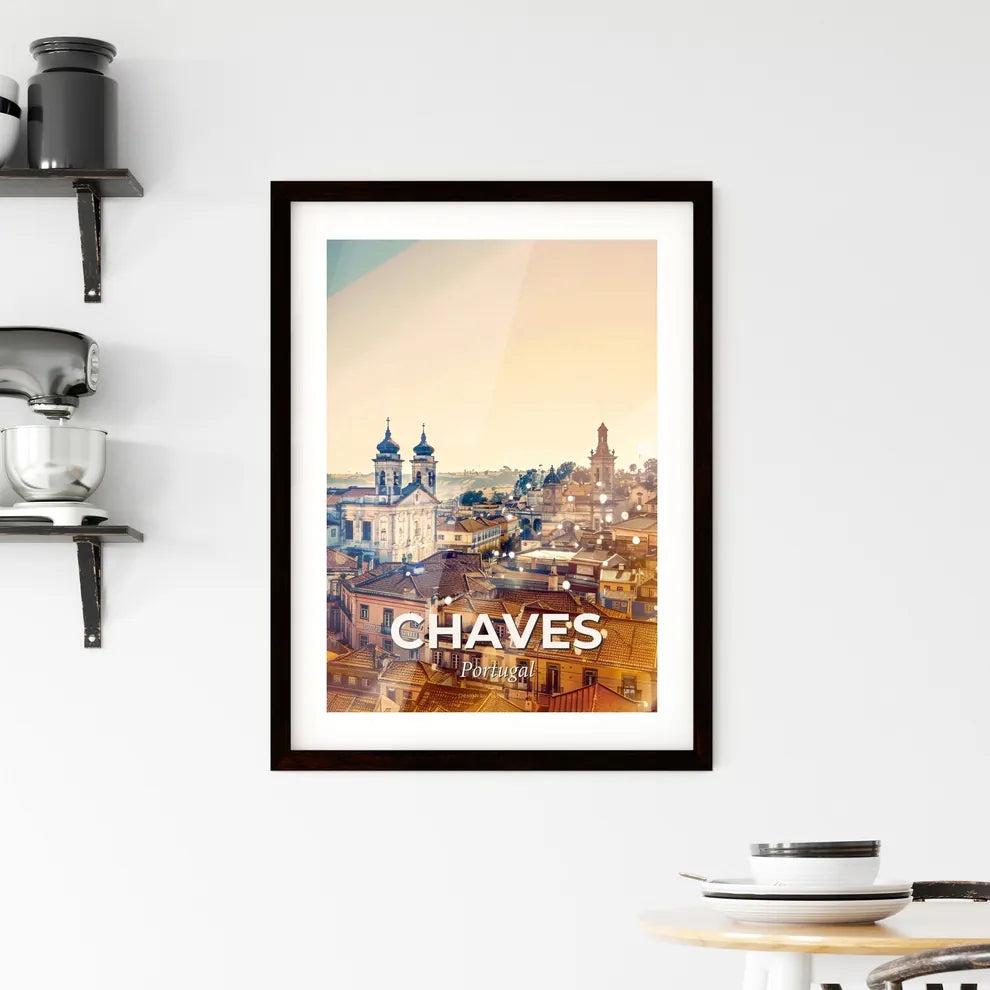 Chaves Portugal Skyline Composite Art Poster Framed Print
