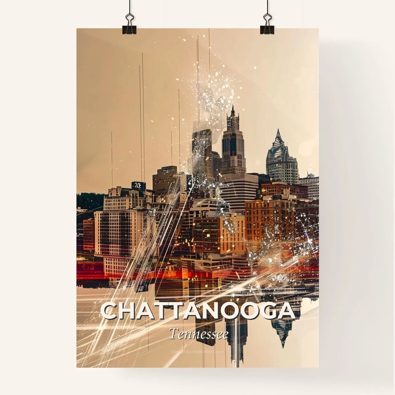 Chattanooga City Skyline Abstract Art Poster Poster
