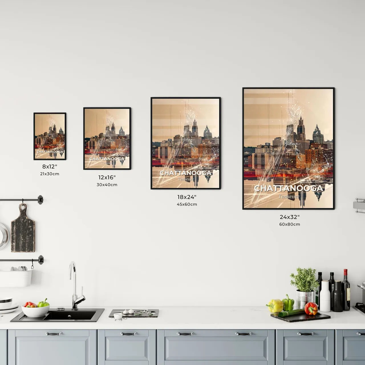 Chattanooga City Skyline Abstract Art Poster Office Art