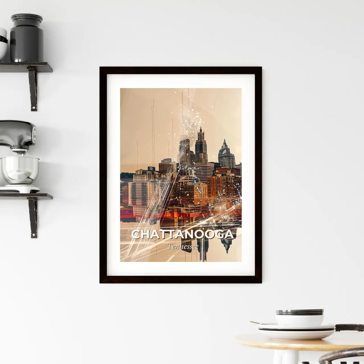 Chattanooga City Skyline Abstract Art Poster Framed Print