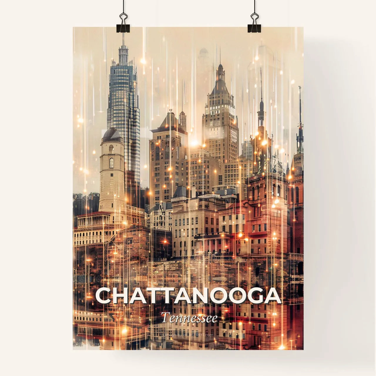 Chattanooga Skyline Art: Iconic Architecture and Cityscape Poster