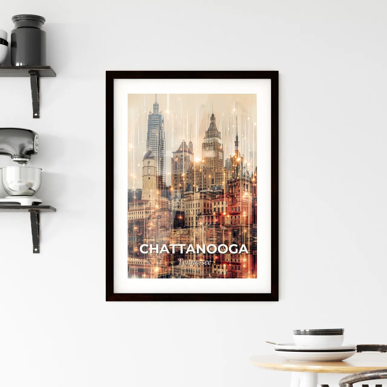 Chattanooga Skyline Art: Iconic Architecture and Cityscape Framed Print
