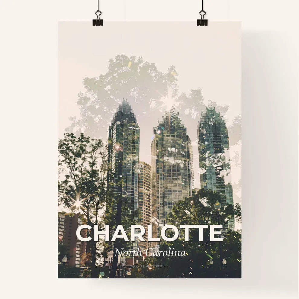 Charlotte Cityscape Skyline Art Poster Poster