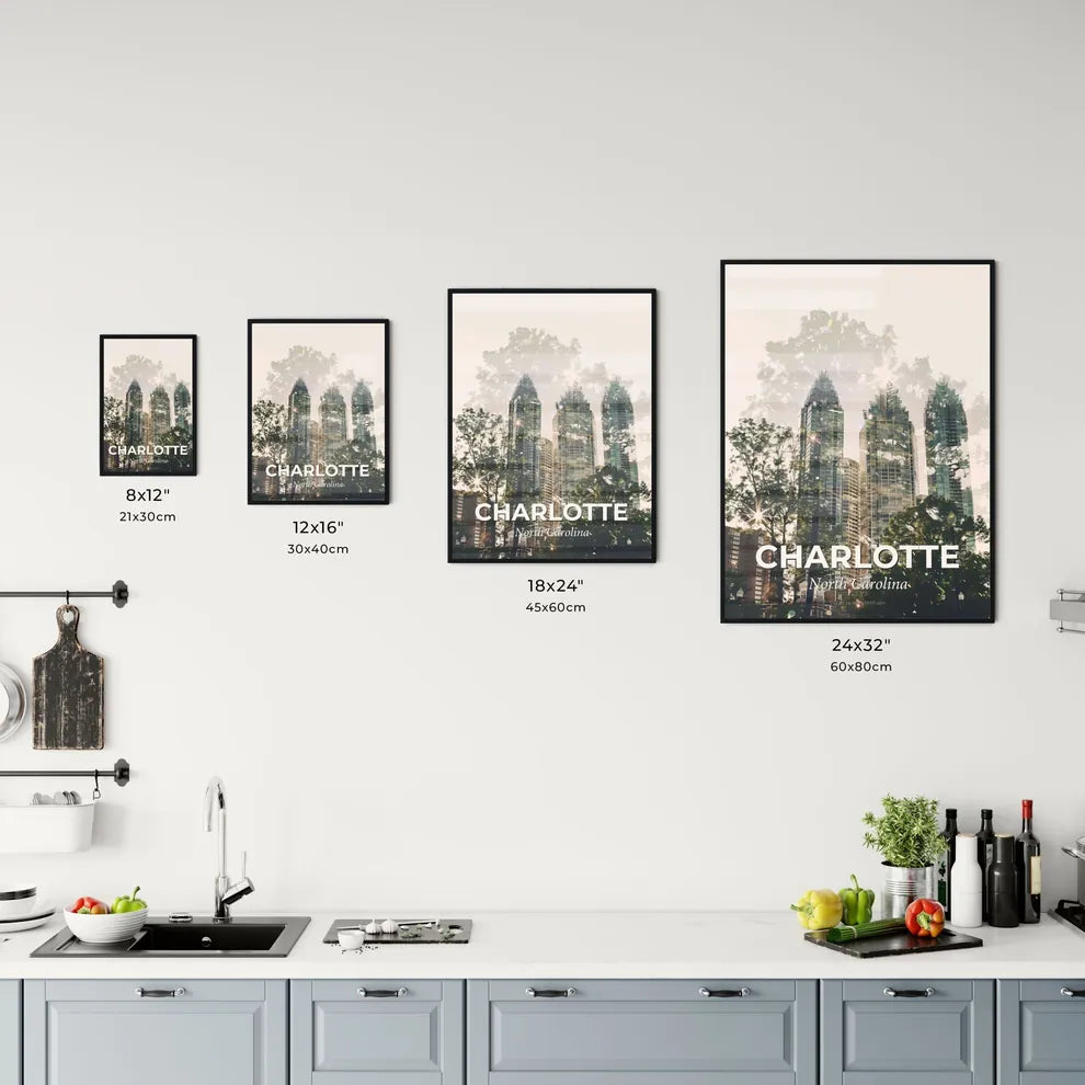 Charlotte Cityscape Skyline Art Poster Office Art