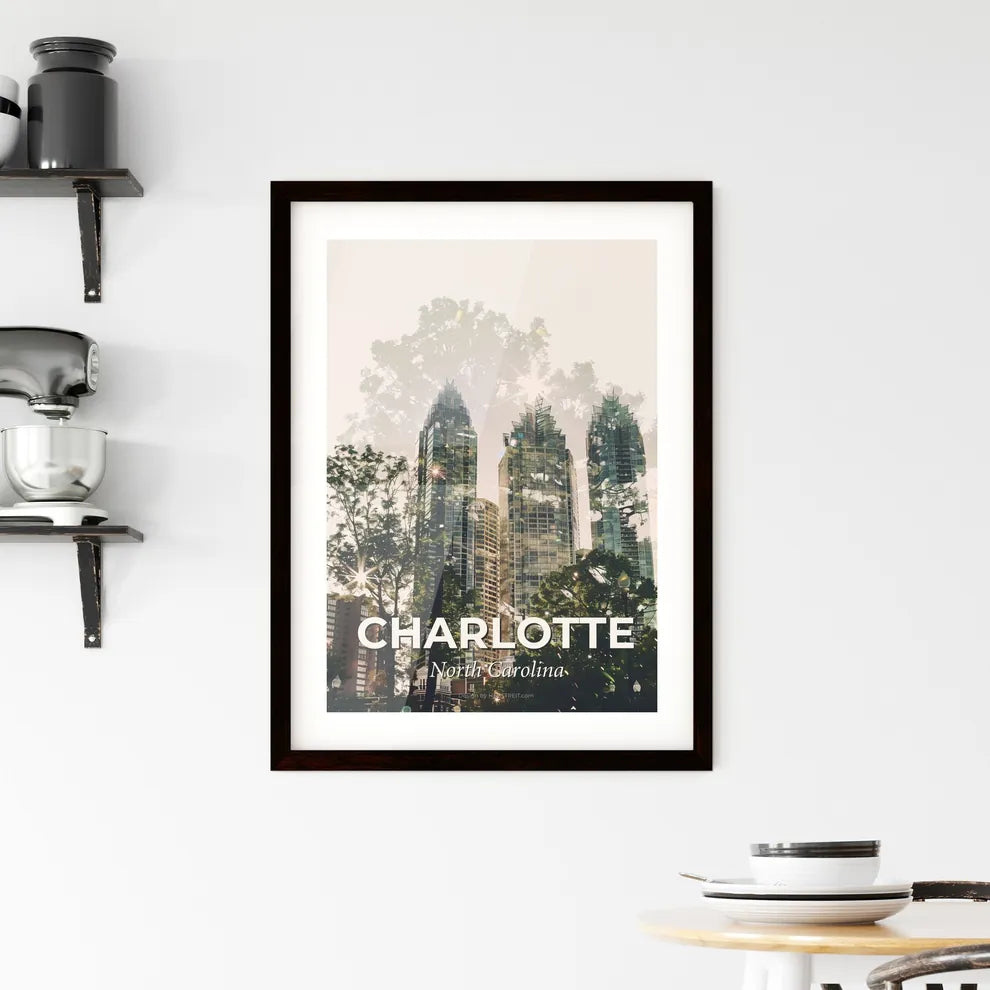 Charlotte Cityscape Skyline Art Poster Framed Print
