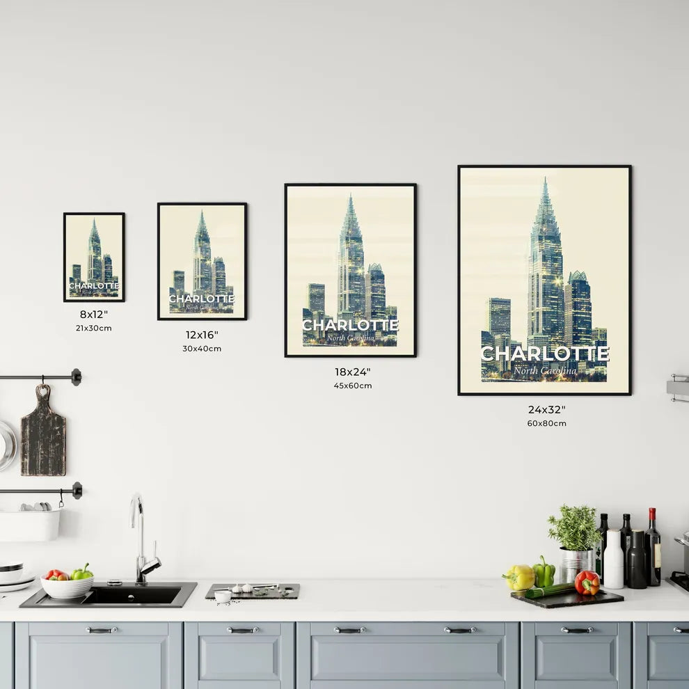 Charlotte City Skyline Double Exposure Masterpiece Office Art