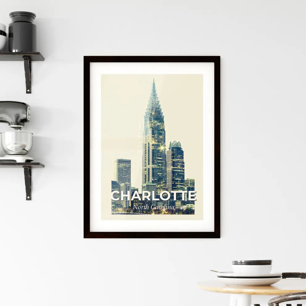 Charlotte City Skyline Double Exposure Masterpiece Framed Print