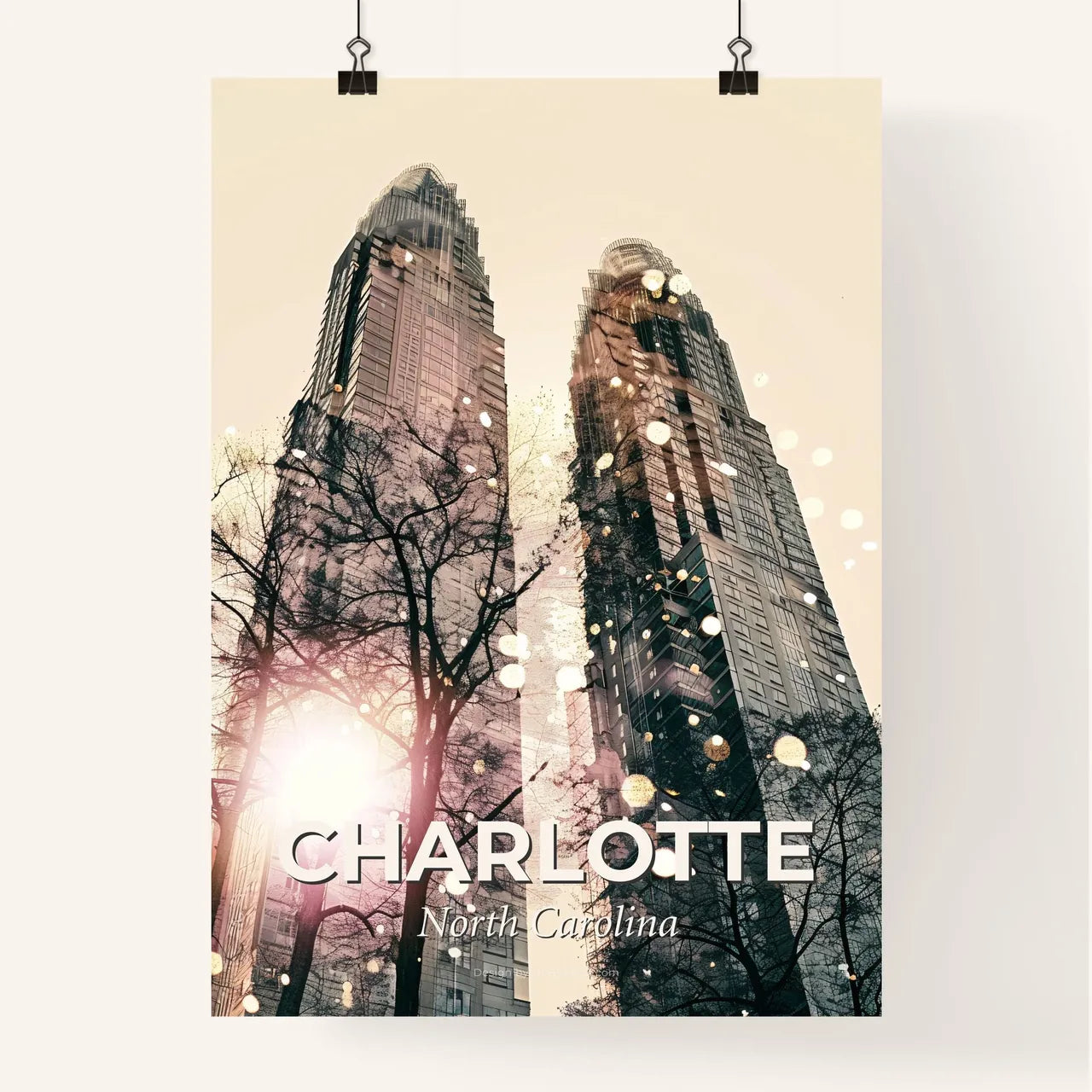 Charlotte Skyline City Composite Artwork Poster Poster