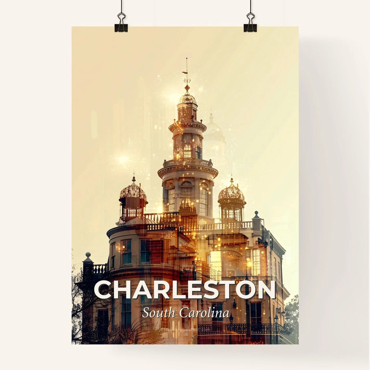 Charleston Skyline Double Exposure Magic Poster