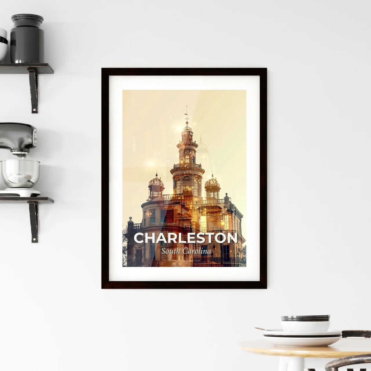 Charleston Skyline Double Exposure Magic Framed Print