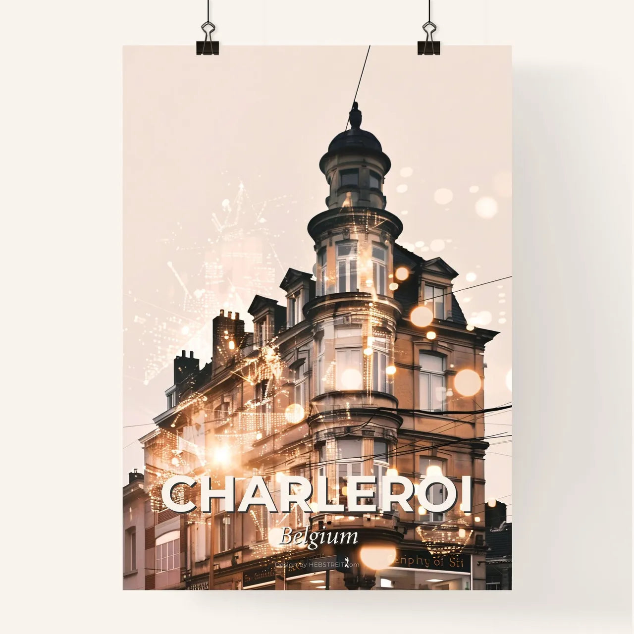 Charleroi Belgium Urban Art Skyline Poster Poster