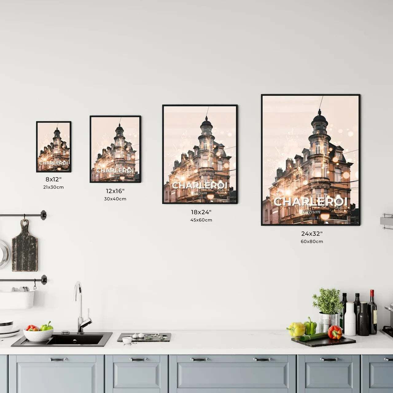Charleroi Belgium Urban Art Skyline Poster Office Art
