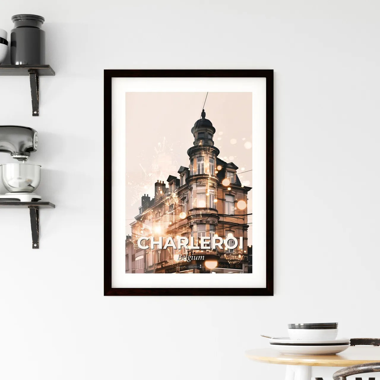 Charleroi Belgium Urban Art Skyline Poster Framed Print