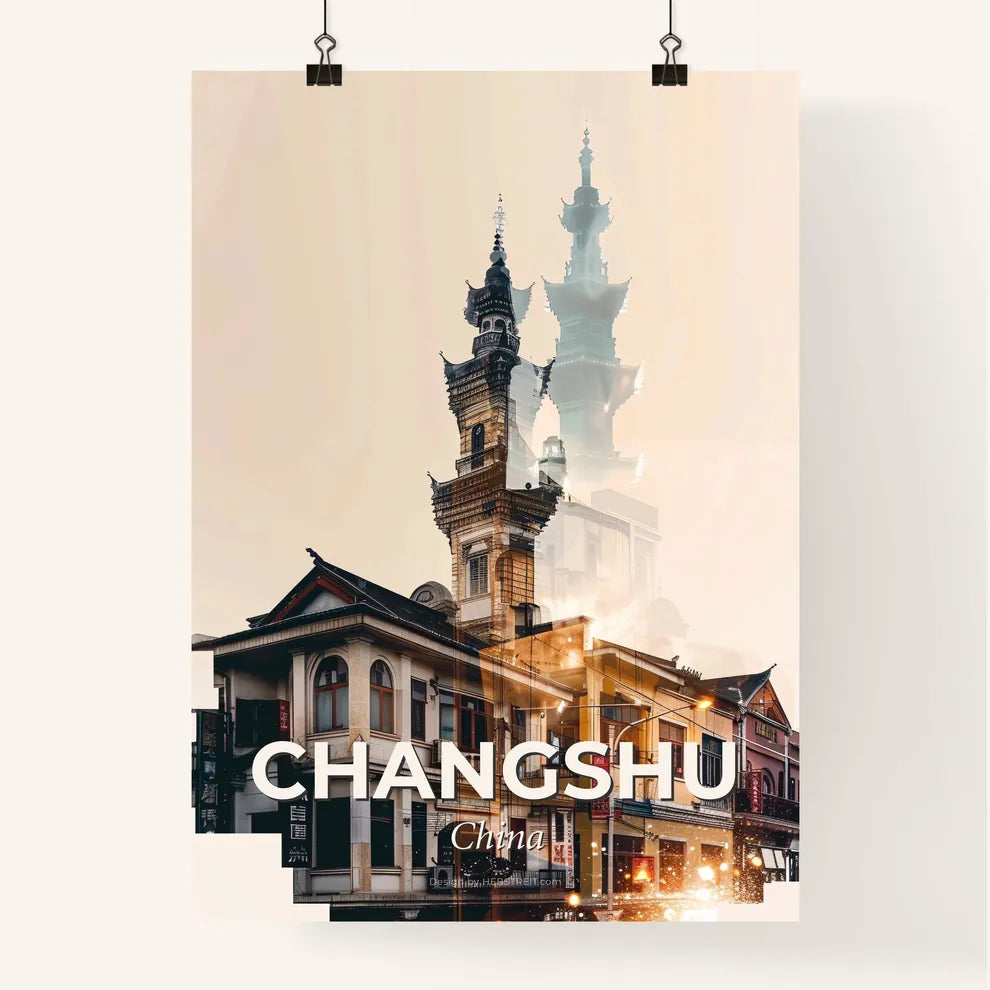 Changshu Skyline Double Exposure Poster Art Poster