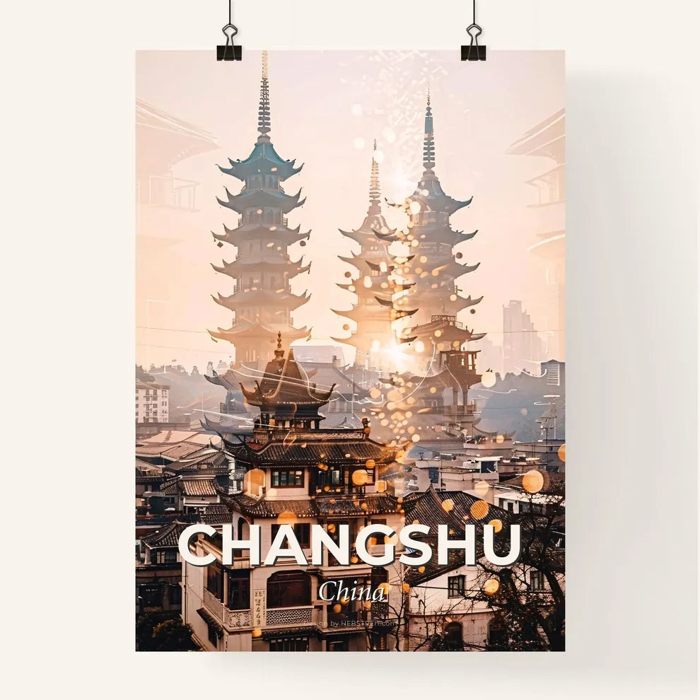 Changshu Skyline Art: Sparkle of the City Poster
