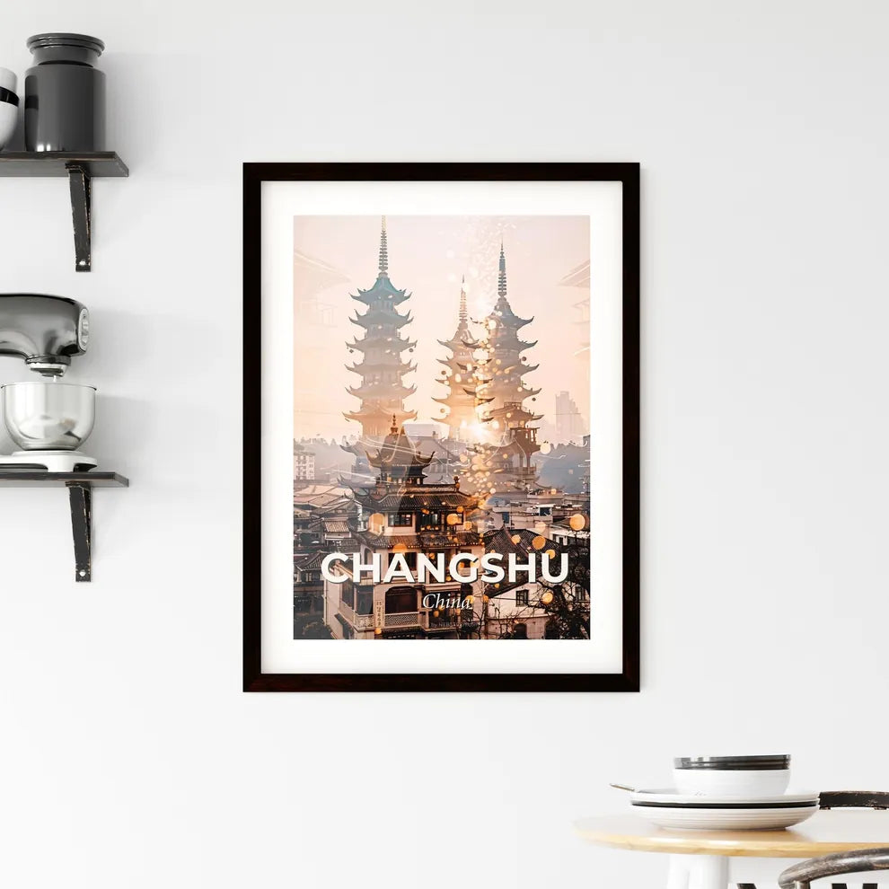 Changshu Skyline Art: Sparkle of the City Framed Print