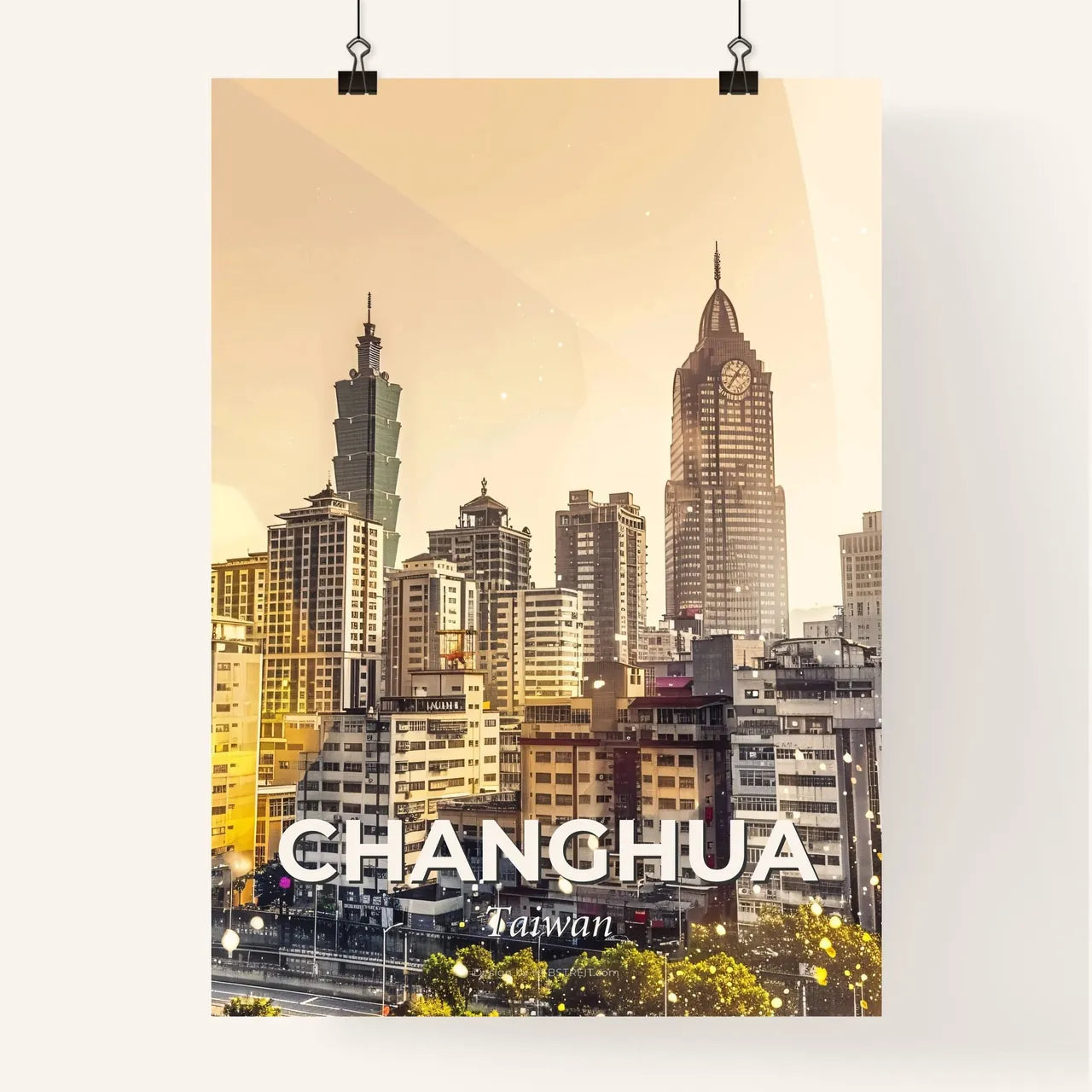 Changhua Skyline Double Exposure Art Poster