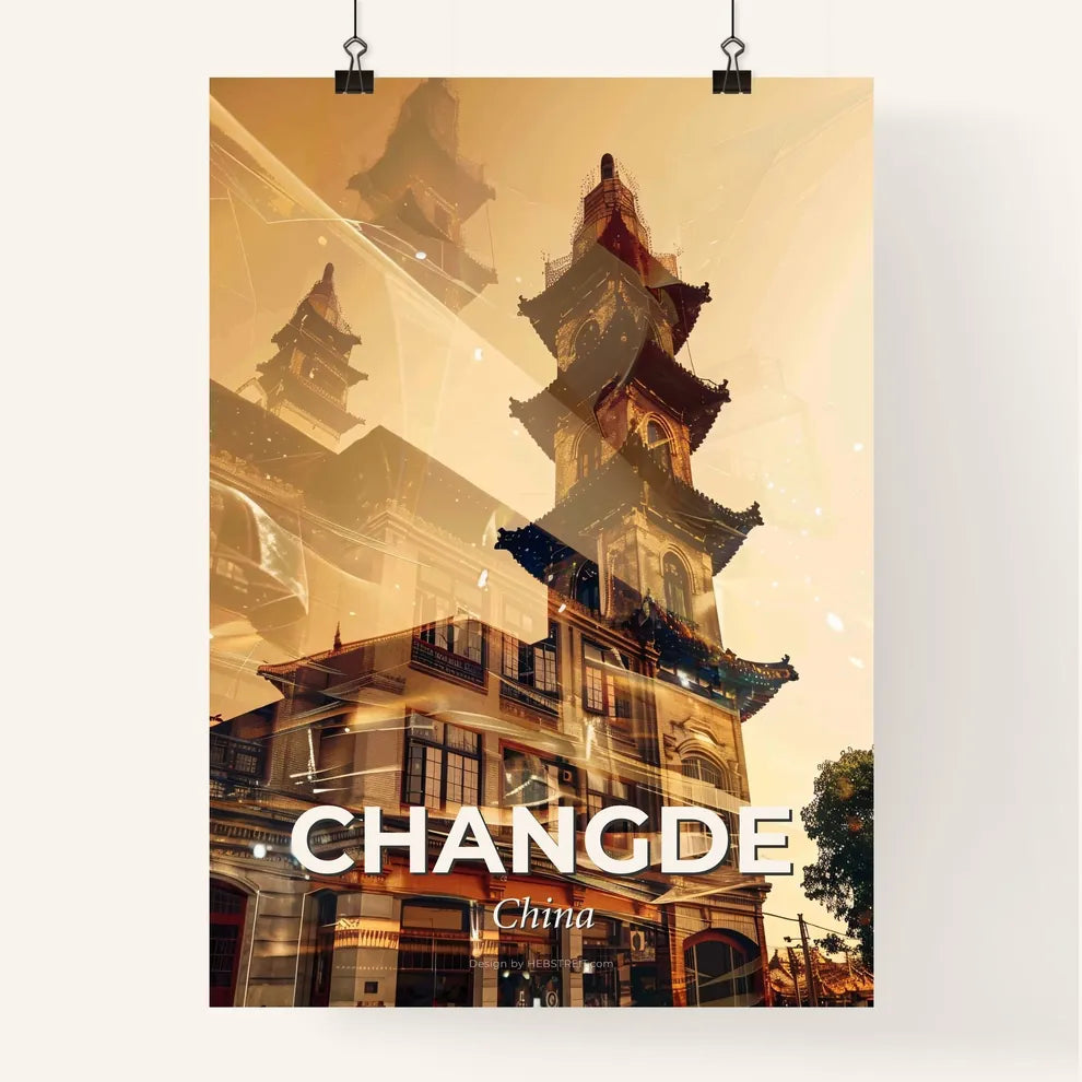 Changde Skyline Double Exposure Art Poster Poster