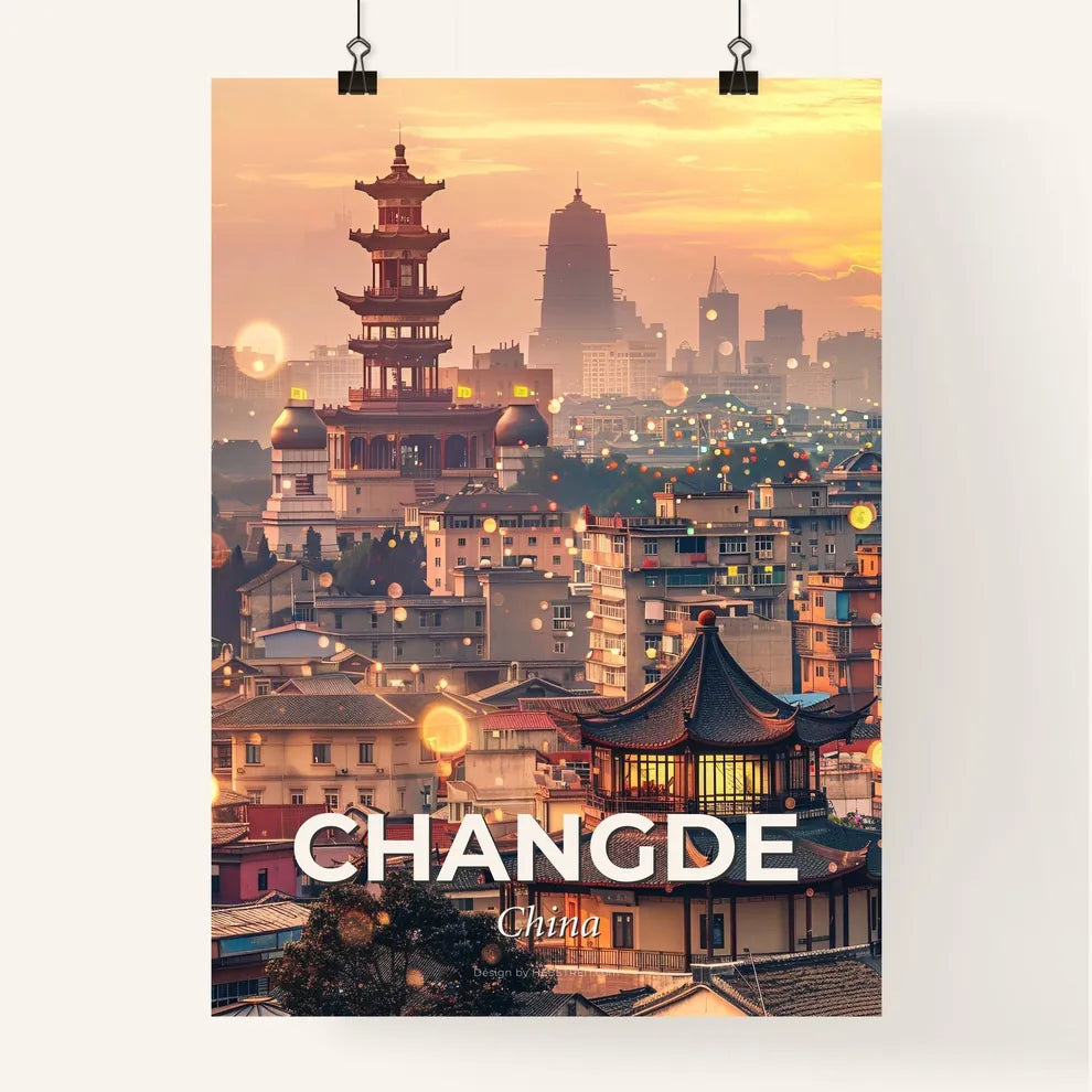 Changde Skyline Composite Double Exposure Art Poster