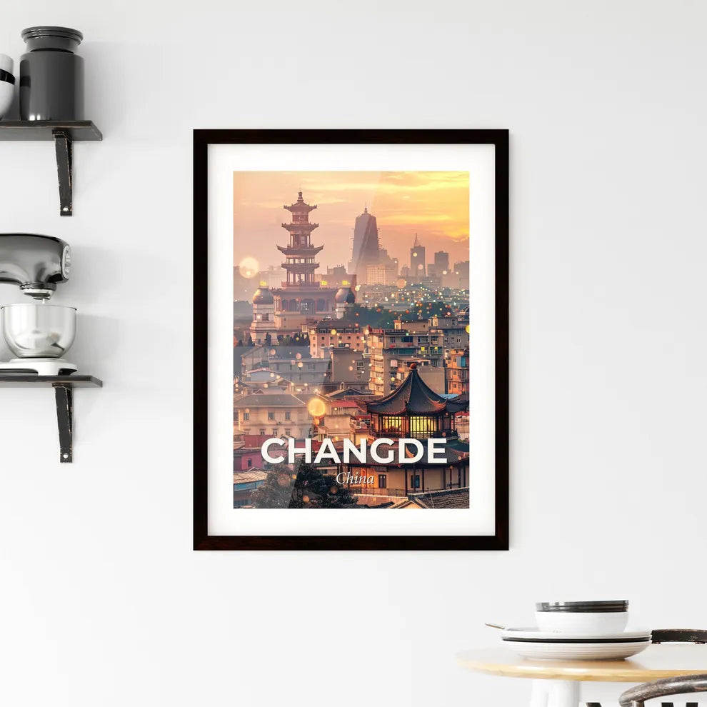 Changde Skyline Composite Double Exposure Art Framed Print