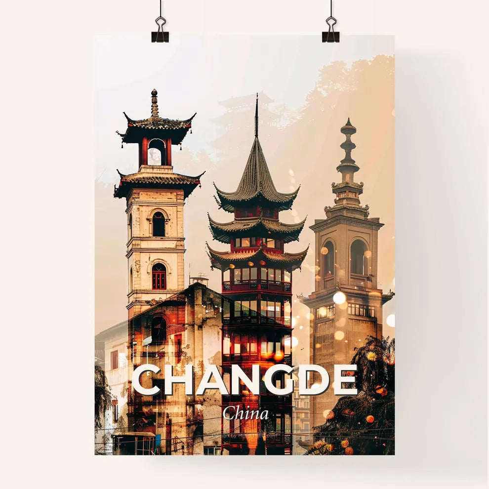 Changde City Skyline Architectural Art Print Poster