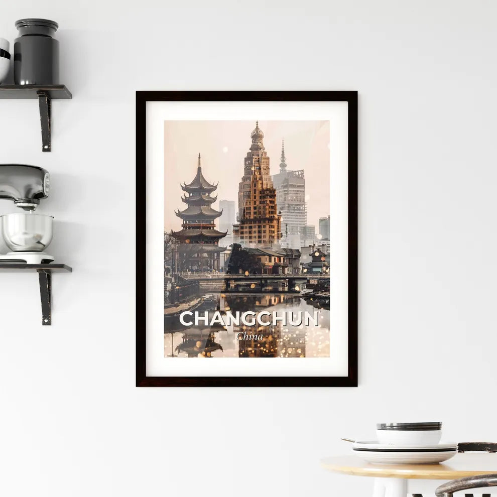 Changchun Skyline Architecture Composite Poster Framed Print