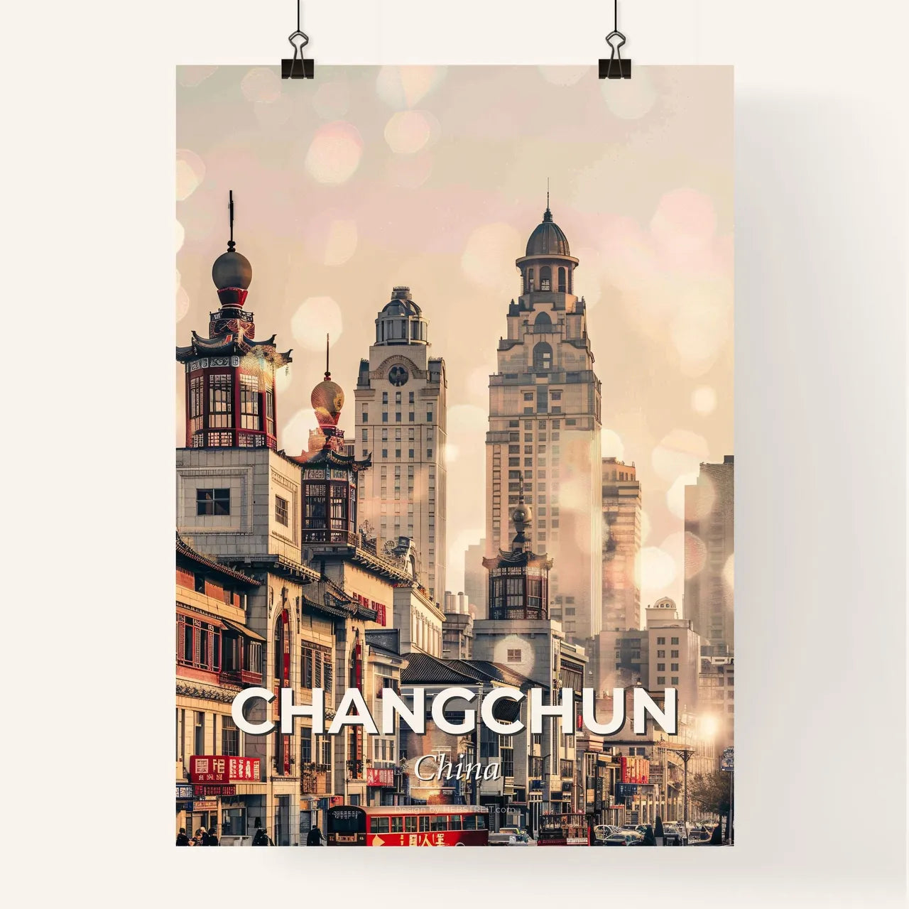 Changchun Double Exposure Art Skyline Poster