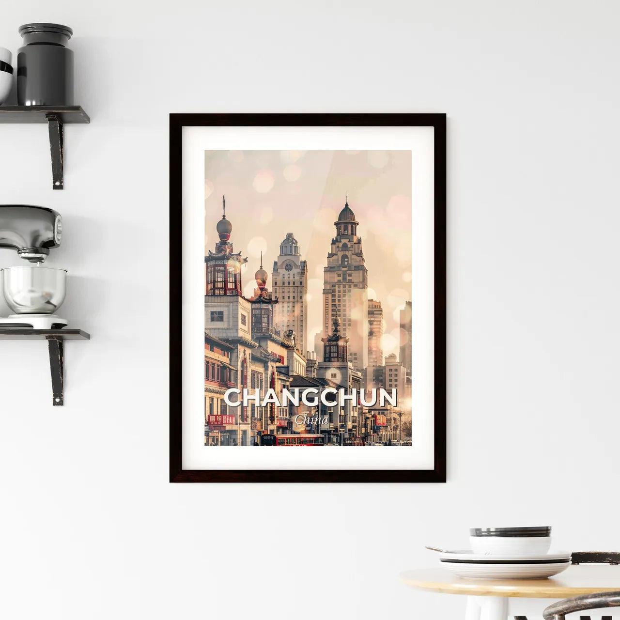 Changchun Double Exposure Art Skyline Framed Print