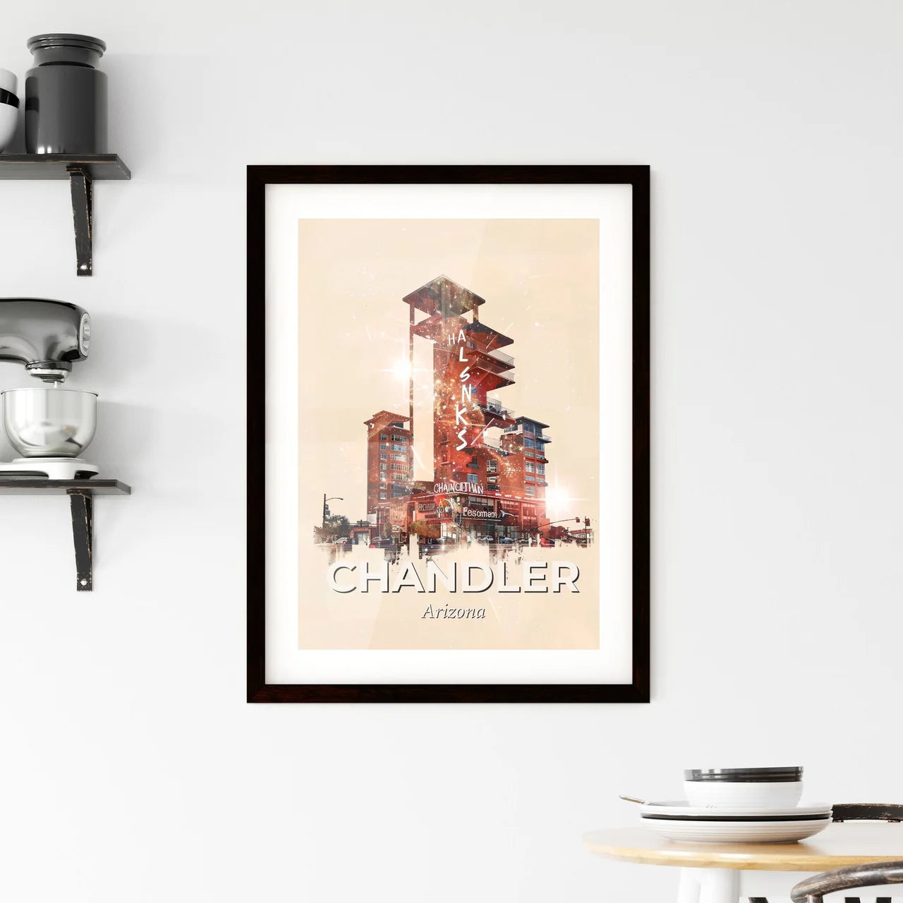 Chandler City Skyline Composite Art Poster Framed Print