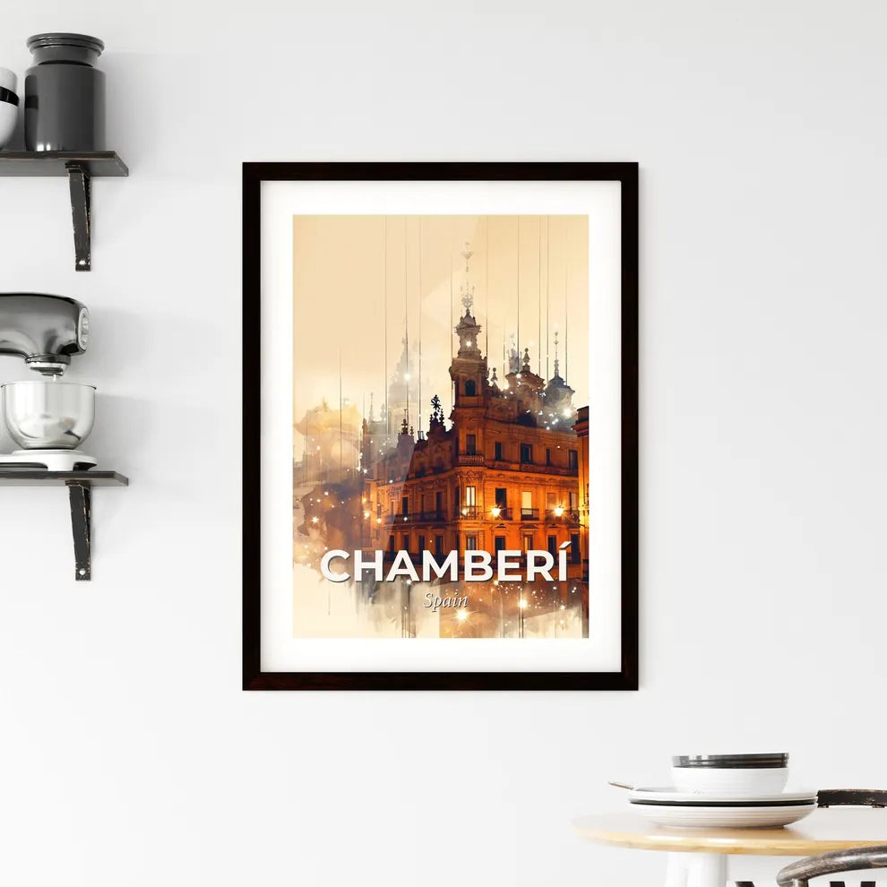 Chamberí Spain Skyline City Lights Poster Framed Print
