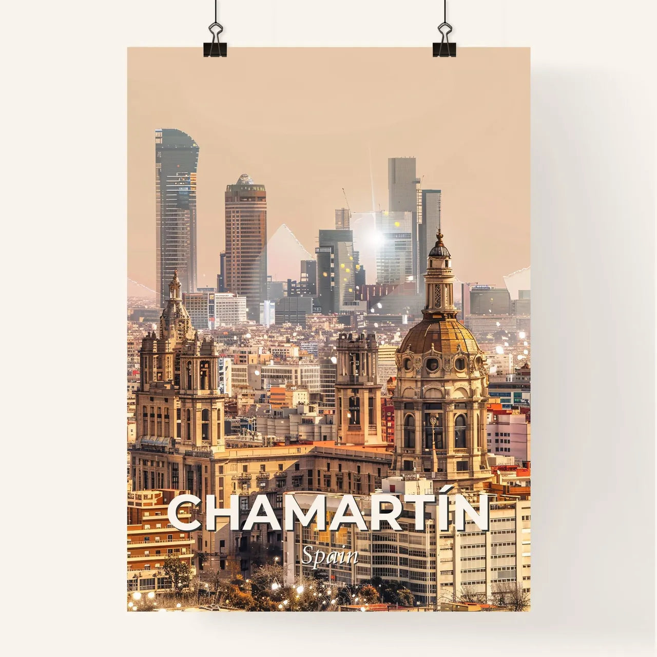 Chamartín Skyline Double Exposure Art Poster Poster