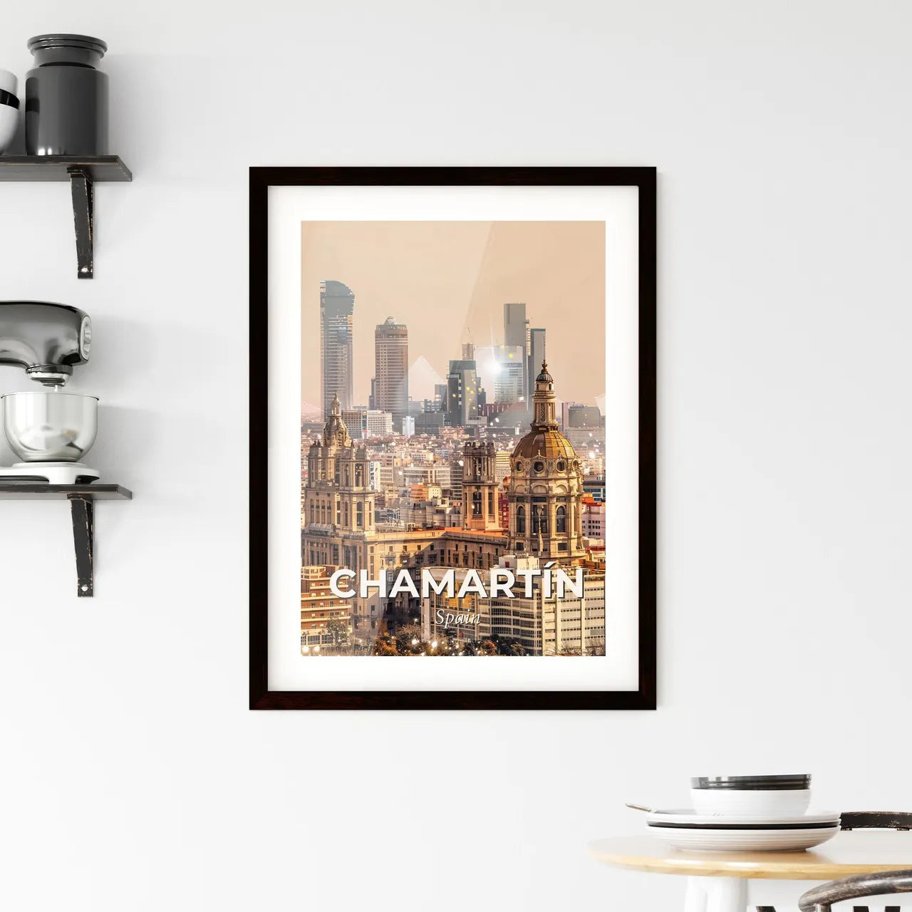 Chamartín Skyline Double Exposure Art Poster Framed Print