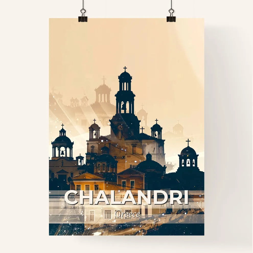 Chalandri City Silhouette Illuminated Poster