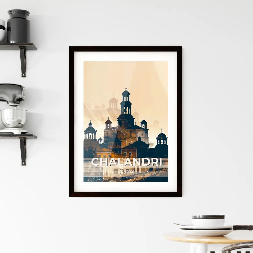 Chalandri City Silhouette Illuminated Framed Print