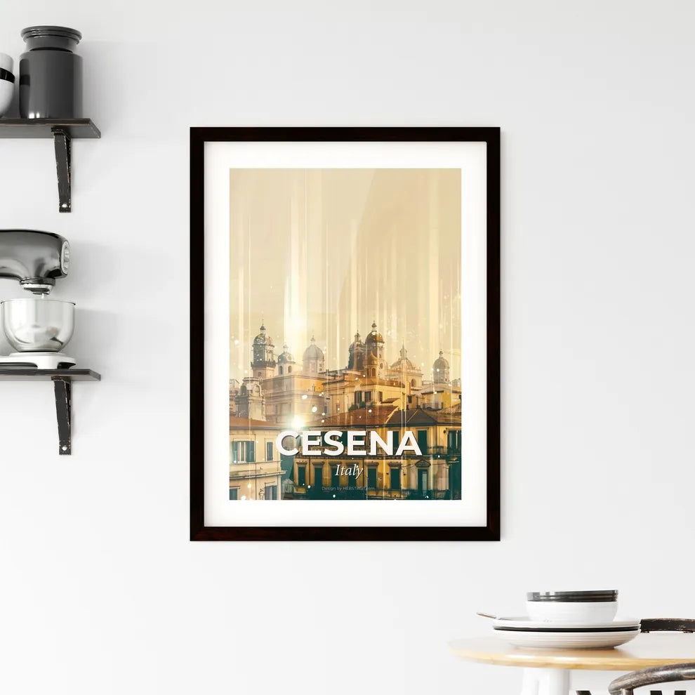 Cesena Italy Cityscape Double Exposure Poster Framed Print