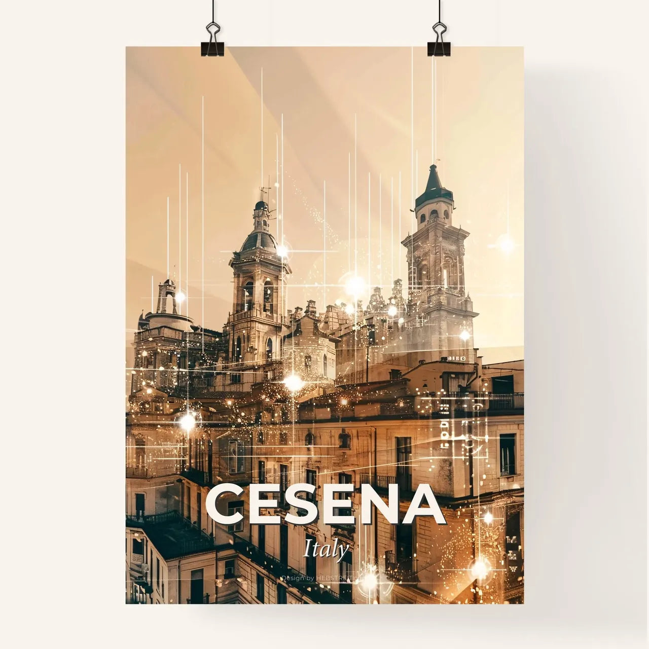 Cesena Cityscape Double Exposure Art Print Poster