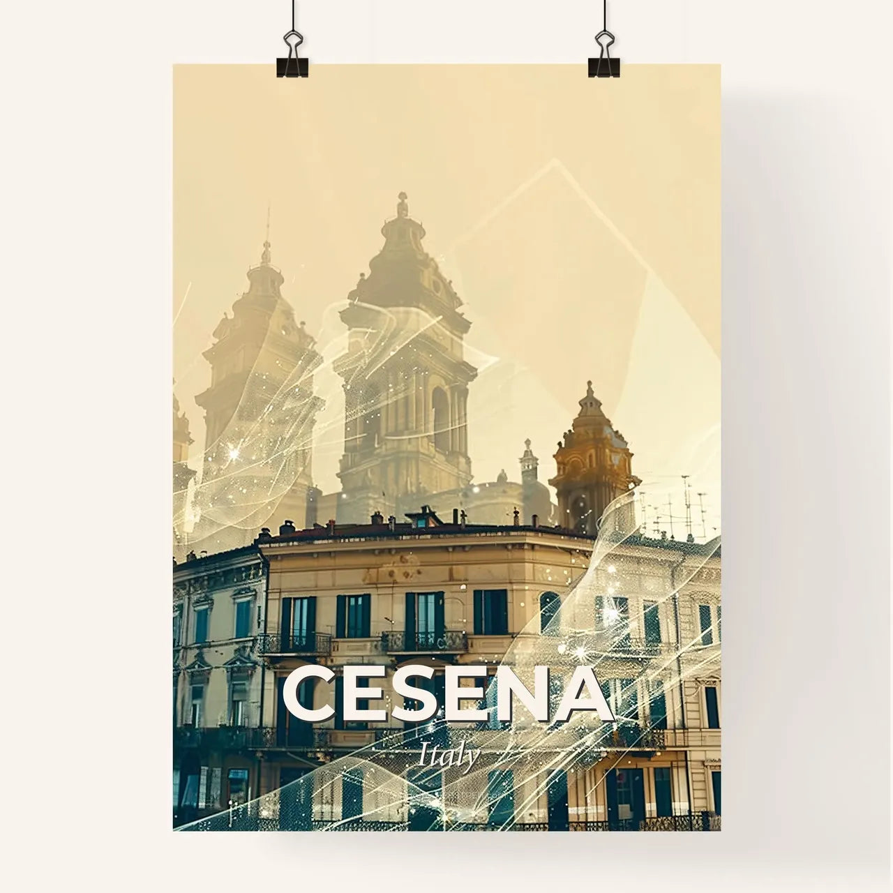 Cesena Skyline Cityscape Sparkles Fine Art Print Poster