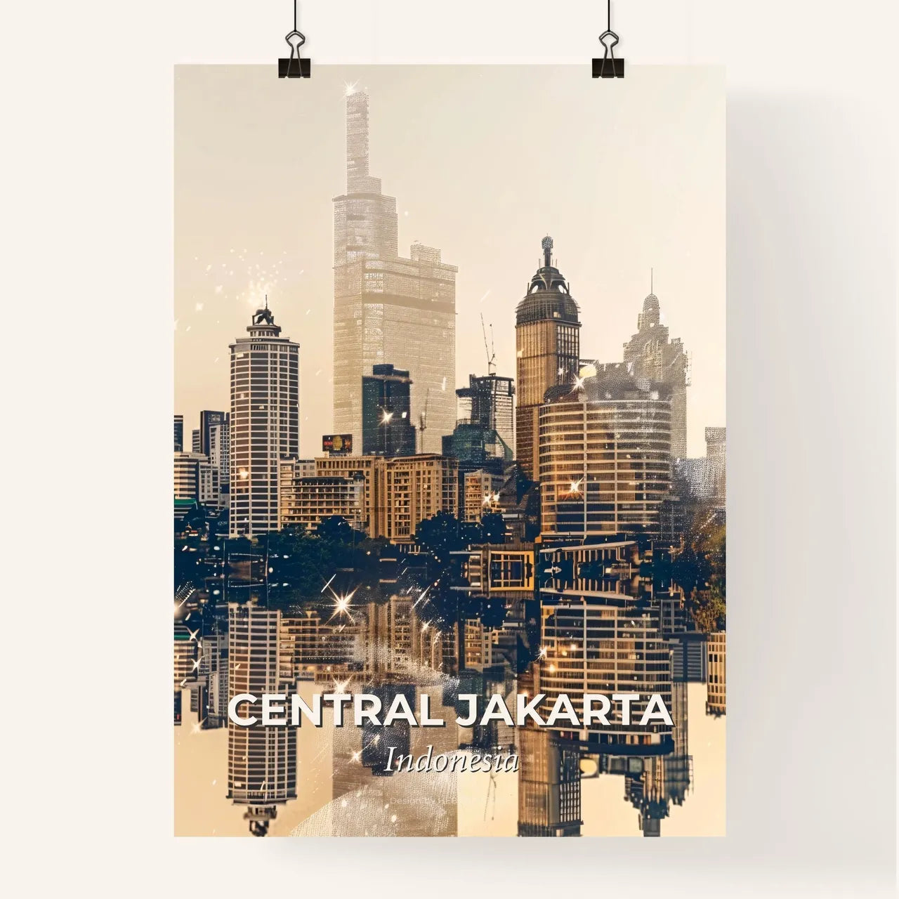 Central Jakarta Skyline: Double Exposure Composite Poster