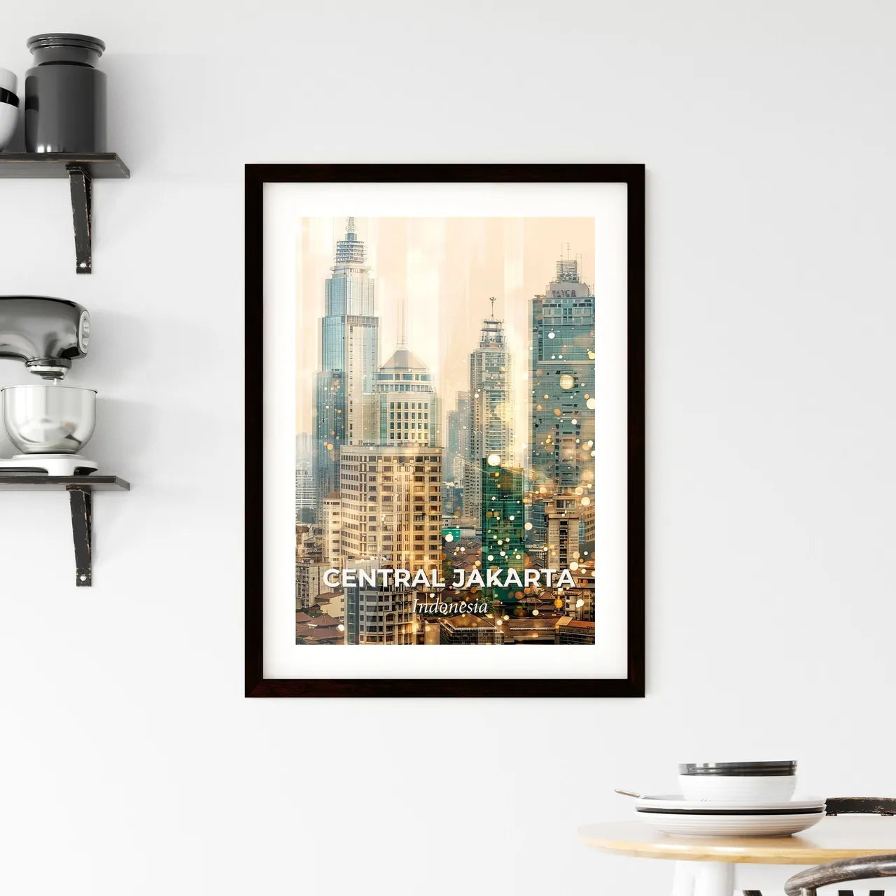 Central Jakarta Skyline Icon Poster Framed Print