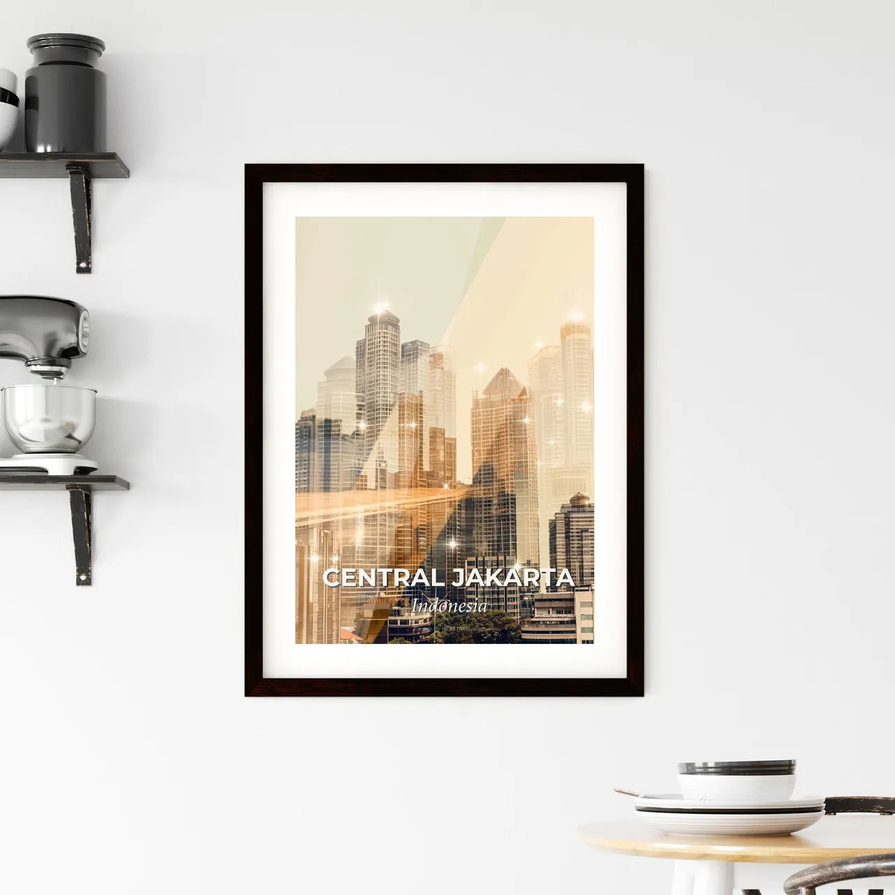 Jakarta Double Exposure Composite Art Skyline Framed Print